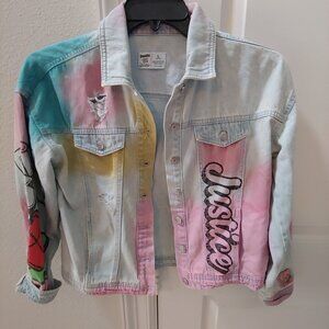 Justice Girls Ring Pop Bazooka Collab Denim Jacket  L (12 / 14)